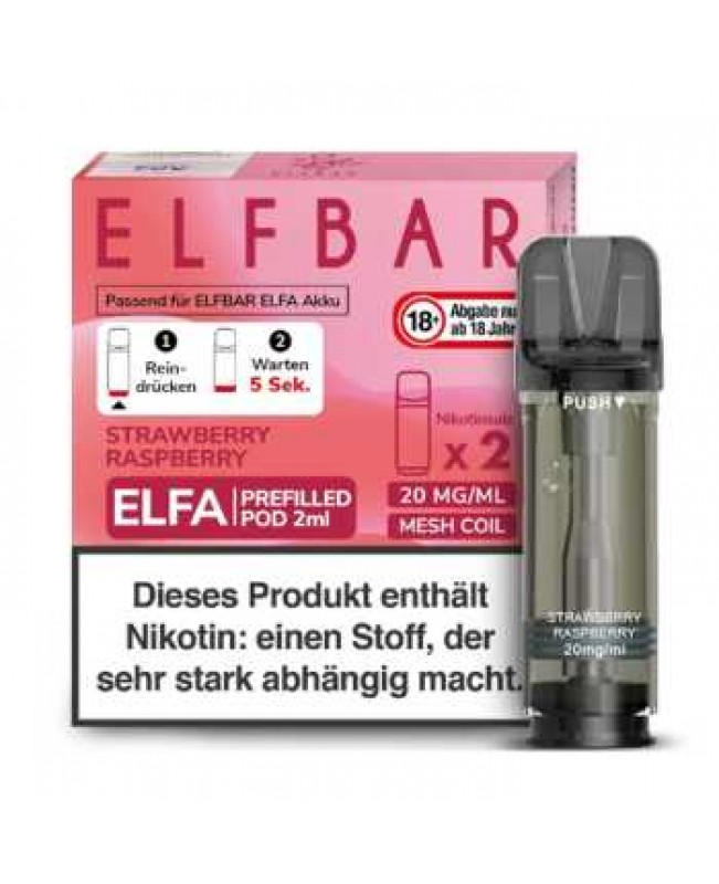 Strawberry Raspberry 20mg Elfbar Elfa Pod 2 Stück (Erdbeer Himbeer Geschmack)