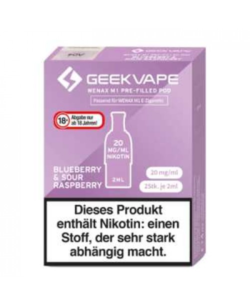 Blueberry & Sour Raspberry Geekvape M1 Pod 2 Stüc...