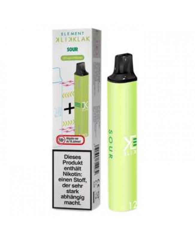 Super Sour Klik Klak Einweg E-Zigarette 20mg NicSalt (säuerlicher Apfel-Bonbon)