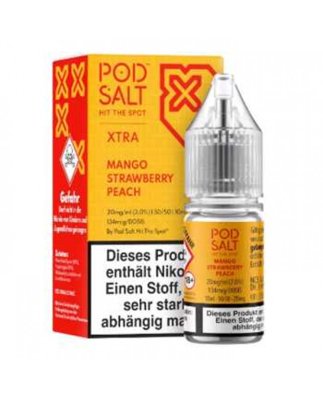 Mango Strawberry Peach Pod Salt X Nikotinsalz Liquid 10ml (Fruchtmix aus Erdbeere, Mango und Pfirsich)