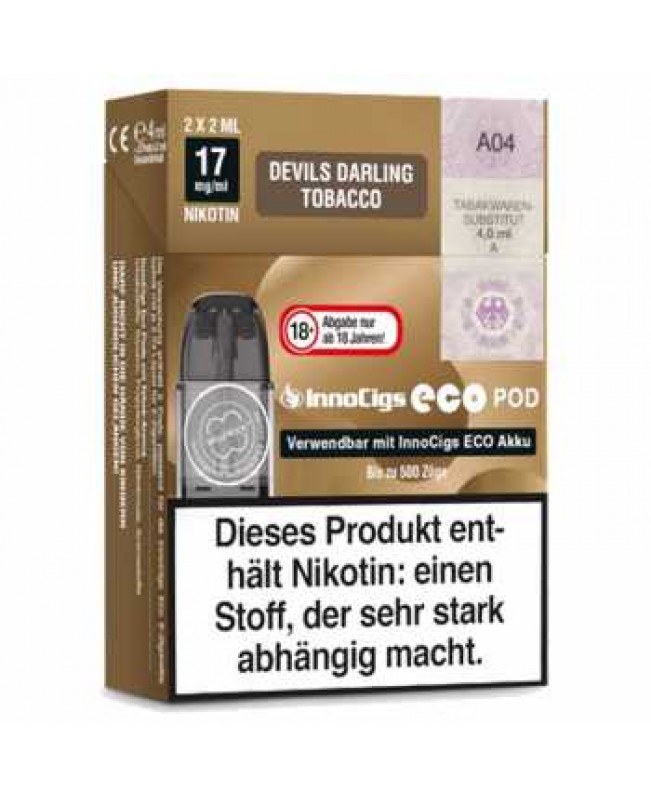 Devils Darling Tobacco 17mg InnoCigs Eco Pod 2 Stück (kräftiger Tabak)